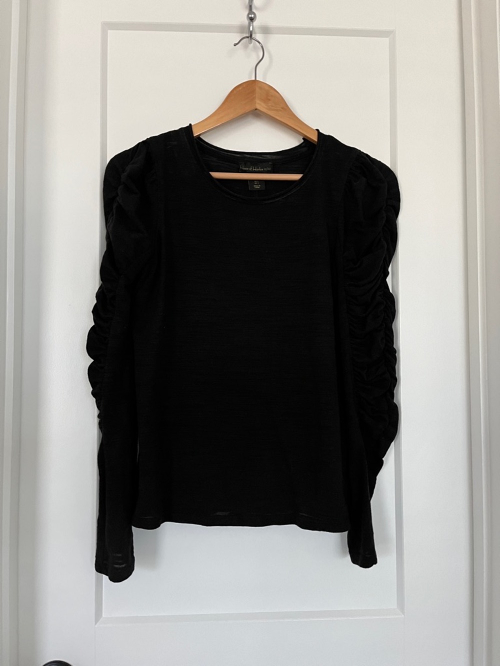 House of Harlow 1960 Black Puff-Sleeve Long Sleeve Top